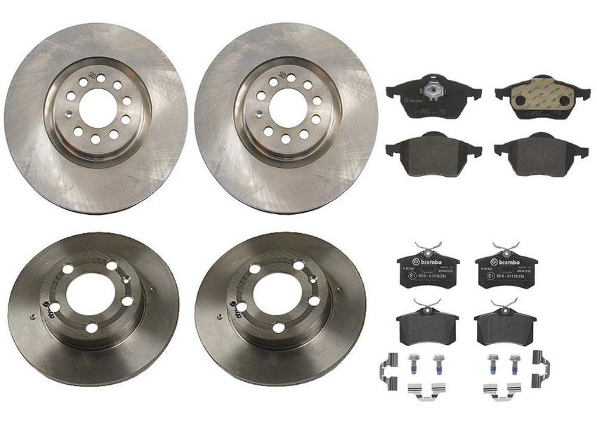 Audi Brake Kit - Pads and Rotors Front and Rear (312mm/232mm) (Low-Met) 8N0615301A - Brembo 1631656KIT